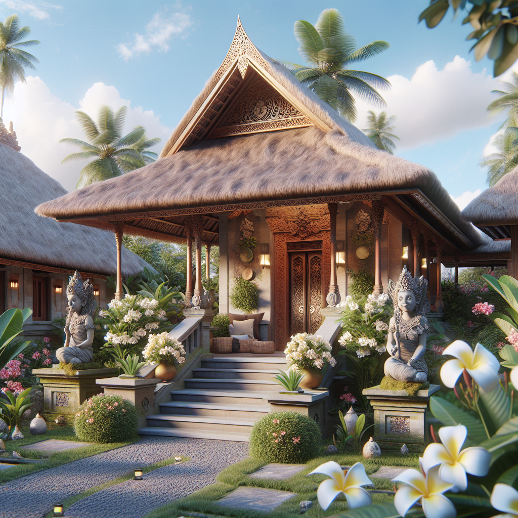 finding your perfect bali basecamp: a hotel guide from someone who's been there Cozy Balinese guesthouse entrance with frangipani flowers and stone statues