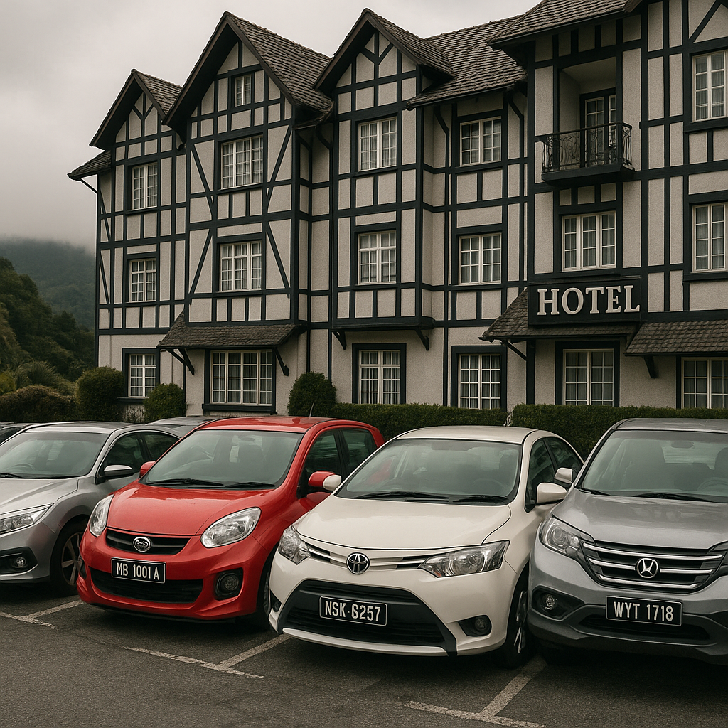 my honest take on cameron highlands hotels: tea stains, cozy nooks, and that mountain air Tight parking situation at a hotel in Brinchang, Cameron Highlands