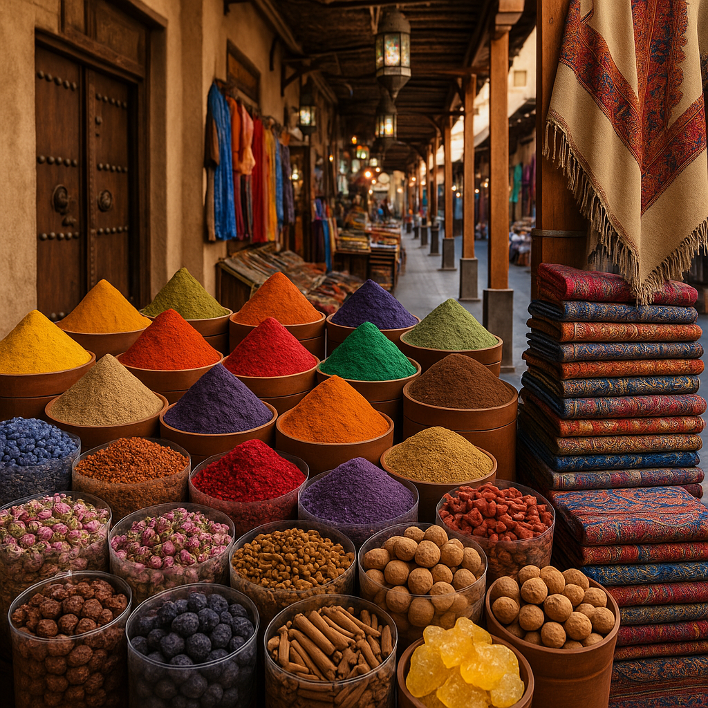dubai hotels: where opulence meets practicality (and i survived the gold-plated faucet shock) Colorful spices and textiles in a Dubai souk market