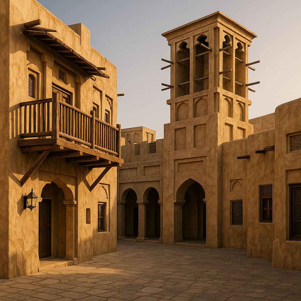 dubai hotels: where opulence meets practicality (and i survived the gold-plated faucet shock) Traditional Arabian architecture at a heritage hotel in Old Dubai