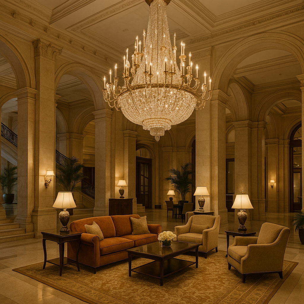 houston hotels: finding your perfect home base in h-town Luxurious hotel lobby with chandelier and seating area