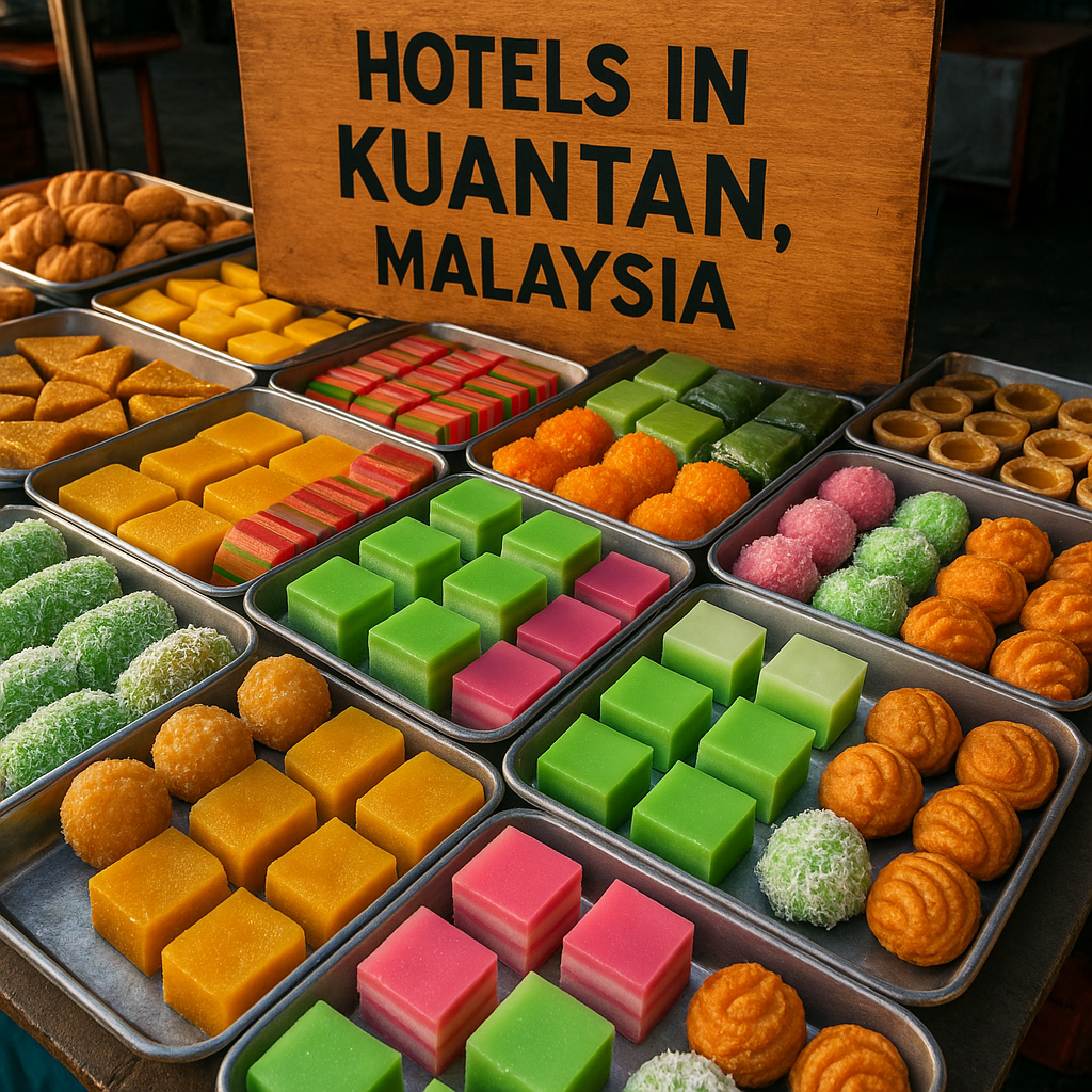 kuantan's sleep spots: where sand, city & sungai collide Colorful kuih spread at Kuantan morning market