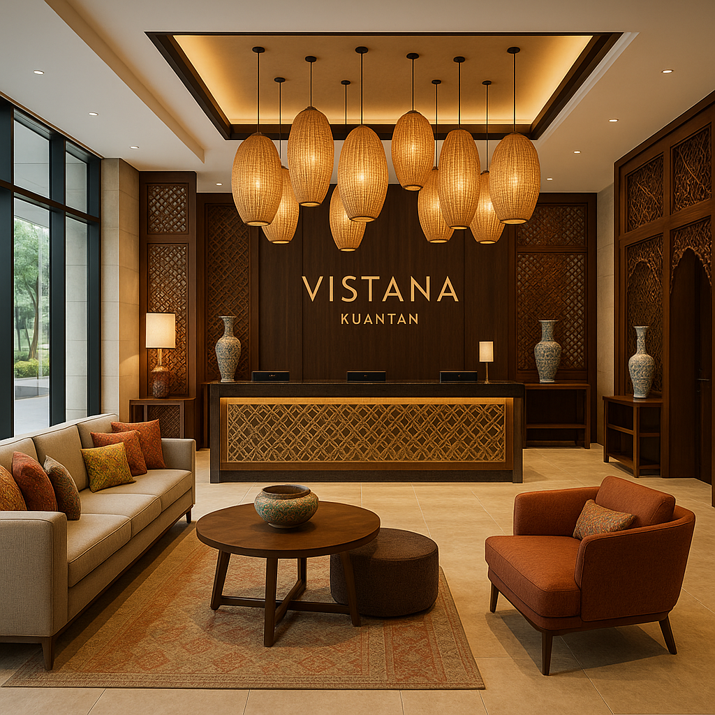 kuantan's sleep spots: where sand, city & sungai collide Vistana Hotel lobby with modern Malaysian decor