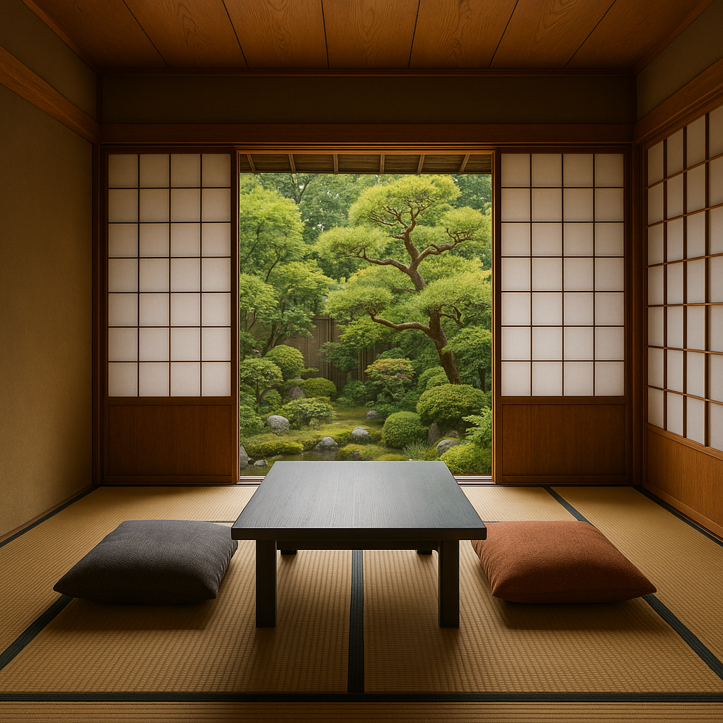 finding your perfect kyoto home base: a real talk guide to hotels in japan's ancient capital Tatami room in a ryokan with low table and garden view