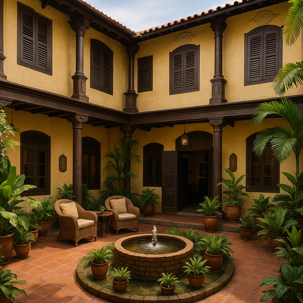 malacca magic: finding your perfect home base in malaysia's historic heart Cozy courtyard of a traditional Malacca shophouse hotel
