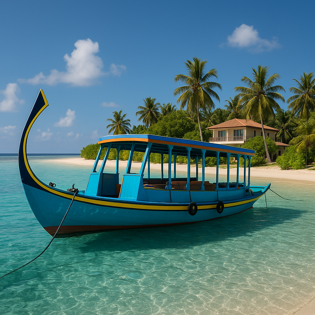 maldives magic: finding your perfect island sanctuary (without selling a kidney) Colorful traditional dhoni boat anchored near a local island guesthouse in the Maldives