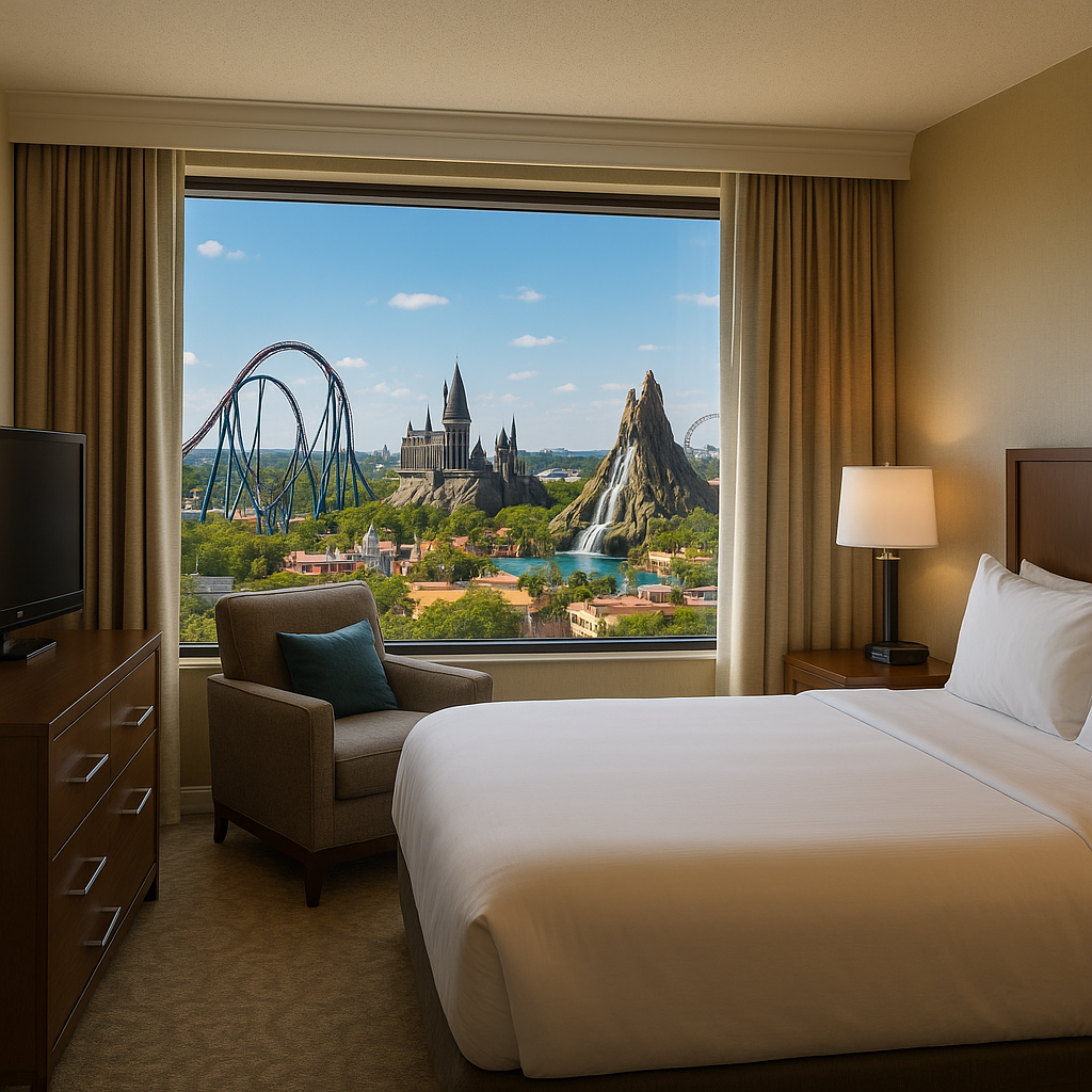 orlando hotels: where to crash after conquering theme park mountains Hotel room with Orlando theme park view