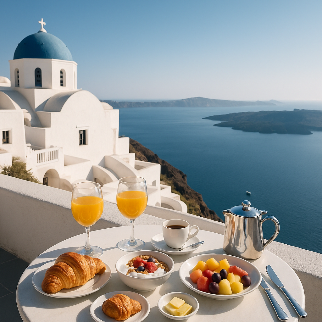 santorini stays: finding your perfect cliffside nest in the aegean Hotel Breakfast with Caldera View