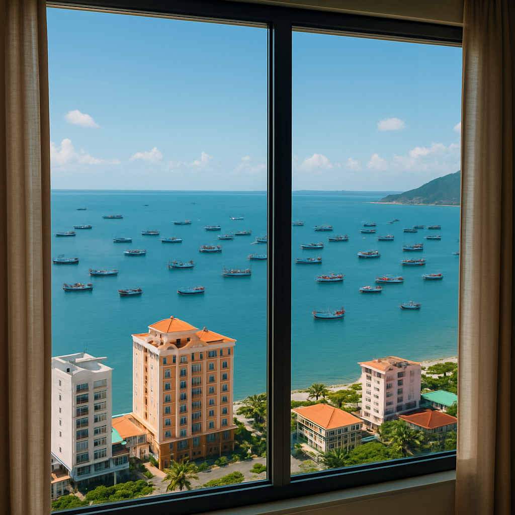 my unfiltered take on vung tau hotels: sand, sea views & secret gems Fishing boats seen from a Vung Tau hotel window